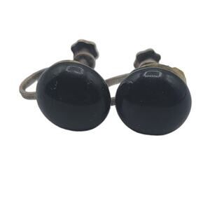 Vintage BARCS Silver TONE Amber Orange Glass CABOCHON Clip ON Earrings